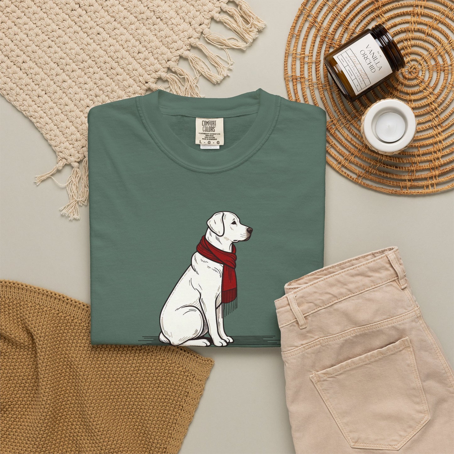 Red Scarf Dog Tee