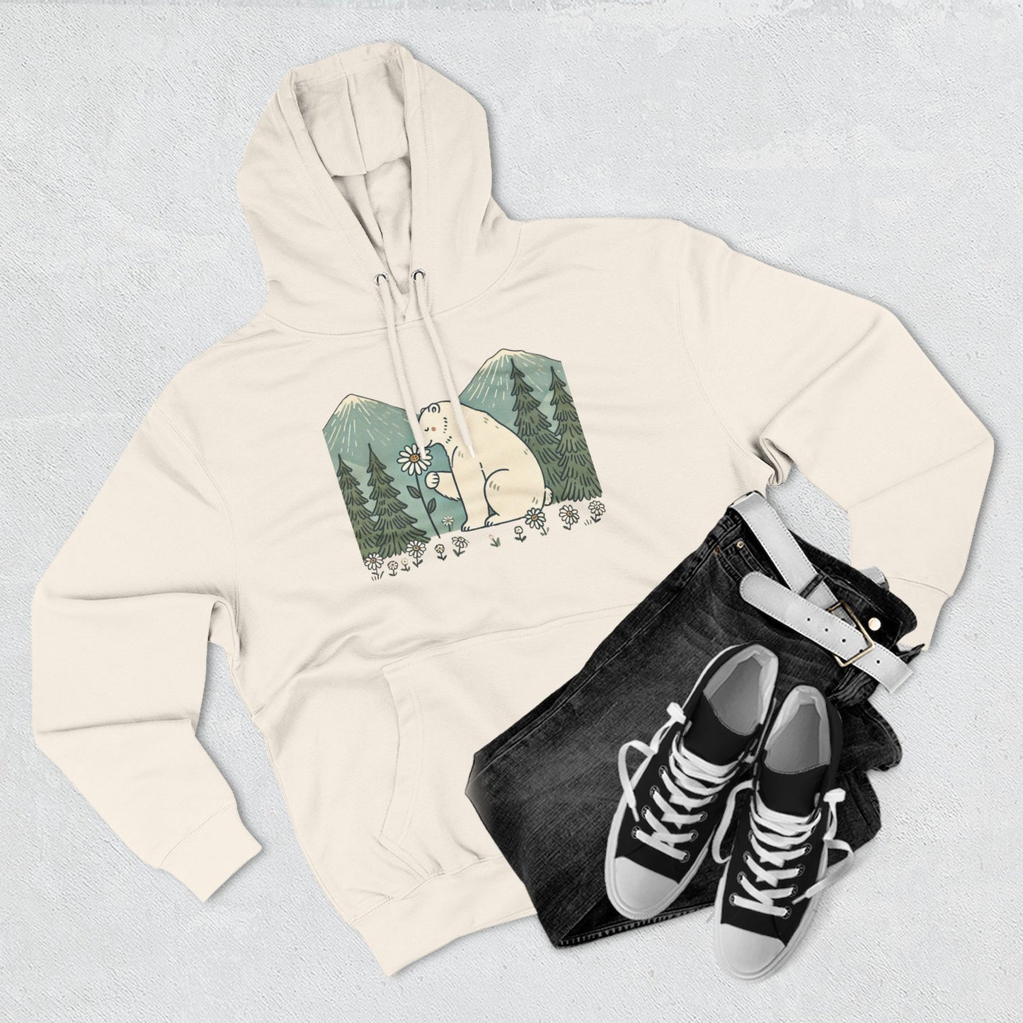 Wildflower Polar Bear Hoodie