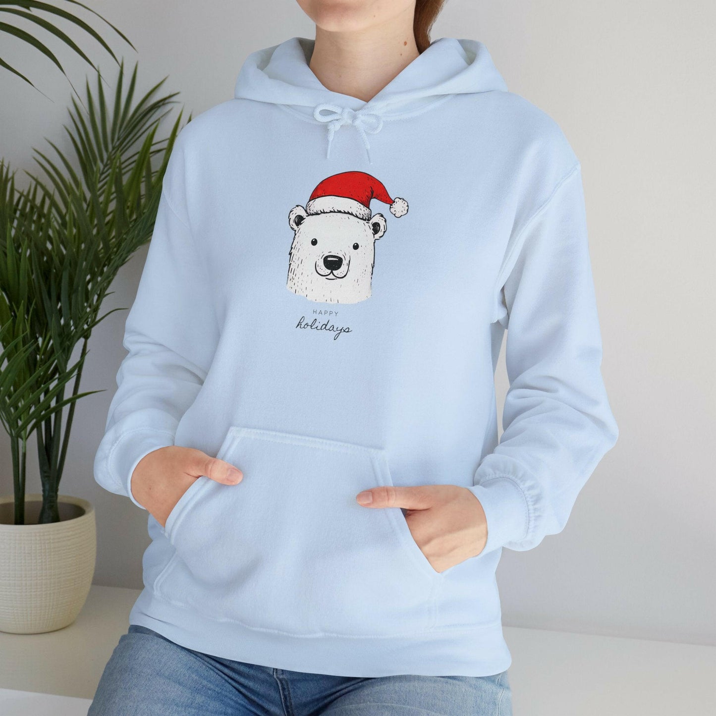 Polar Bear Santa Hat Christmas Hoodie