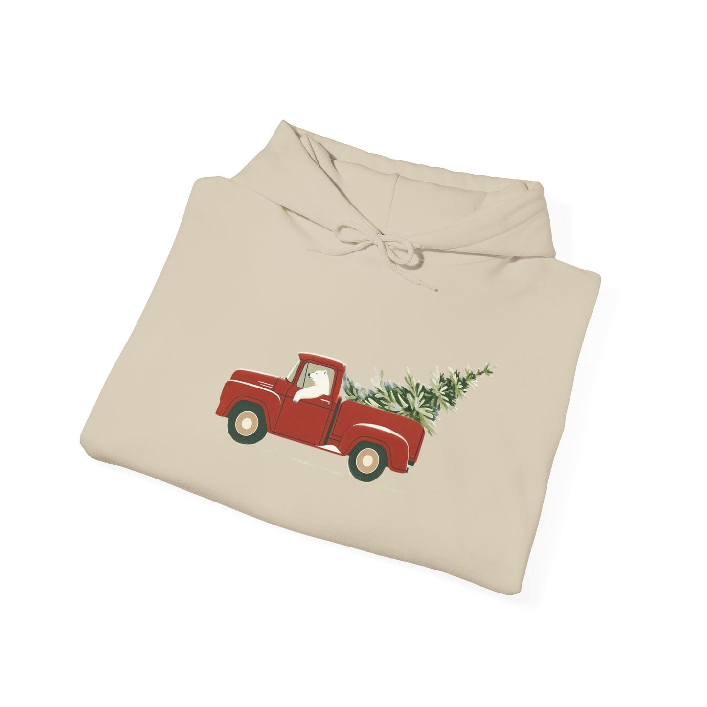 Polar Bear Christmas Truck, Heavyweight Hoodie