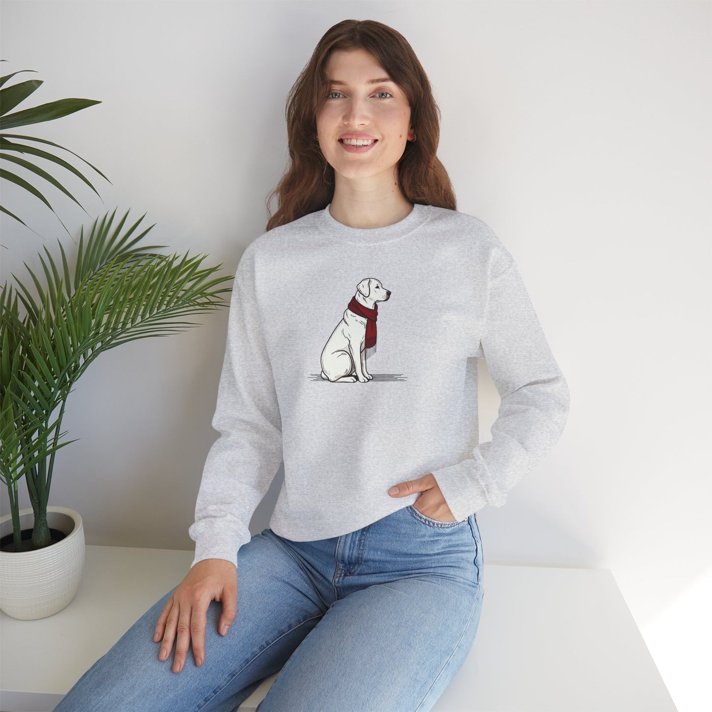 Yellow Lab Scarf Premium Sweatshirt | Cozy Den Edition