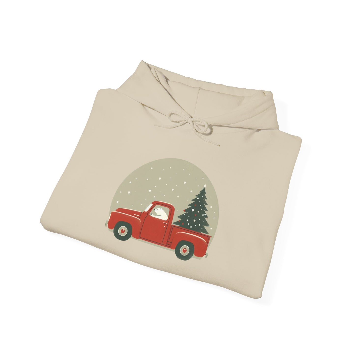Snow Globe Delivery, Polar Bear Christmas Truck Design Heavyweight Hoodie