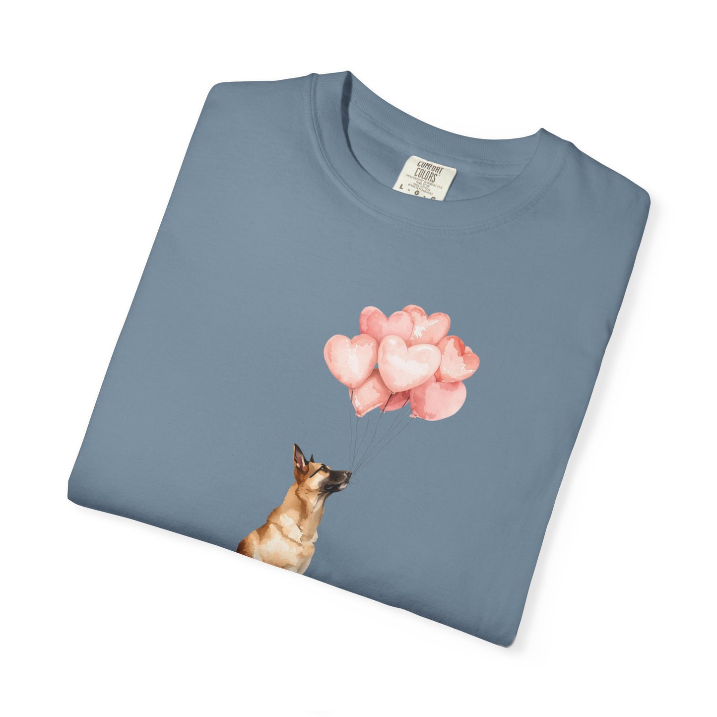 Belgian Malinois with Heart Balloons Comfort Colors Tee
