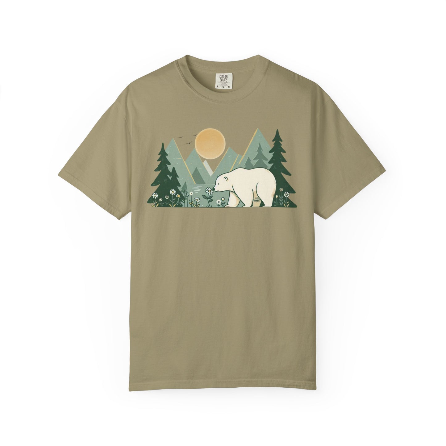 Polar Bear Wildflower T-Shirt | Retro Mountain Landscape Graphic