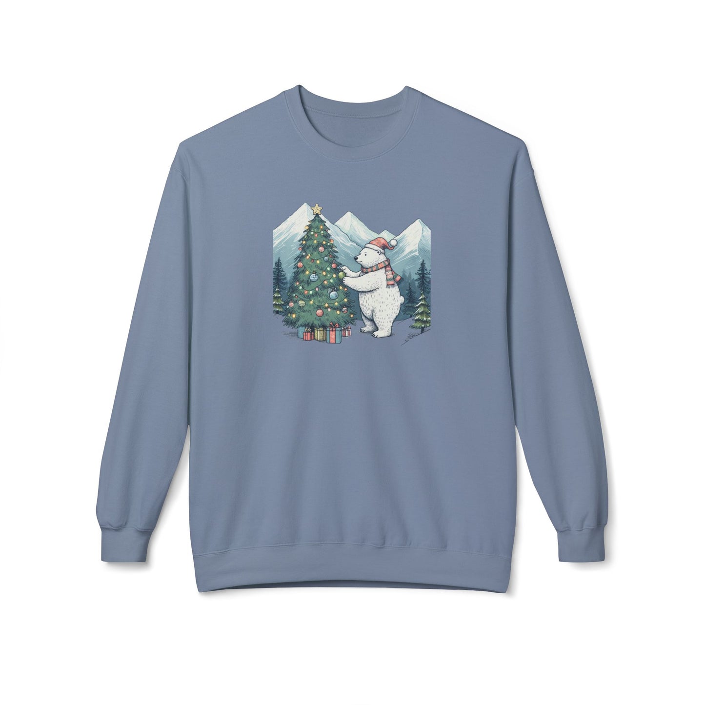 Polar Christmas Mountains Midweight Crewneck Sweatshirt