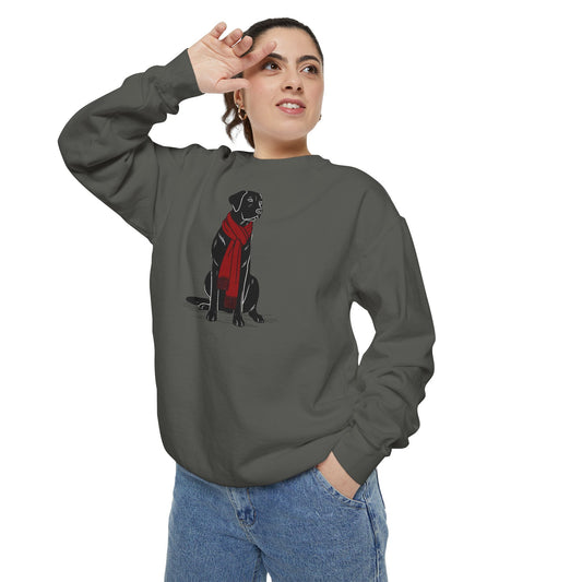 Black Lab Red Scarf Sweatshirt