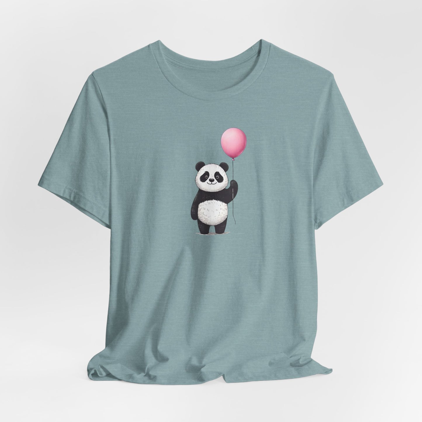Panda with Balloon Tee | Playful Minimalist Graphic T-Shirt