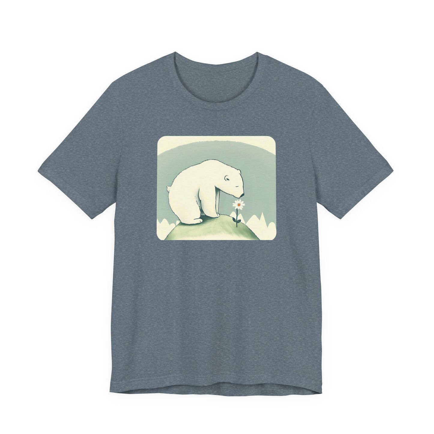 Polar Bear & Daisy Tee | Gentle Nature-Inspired Graphic Shirt