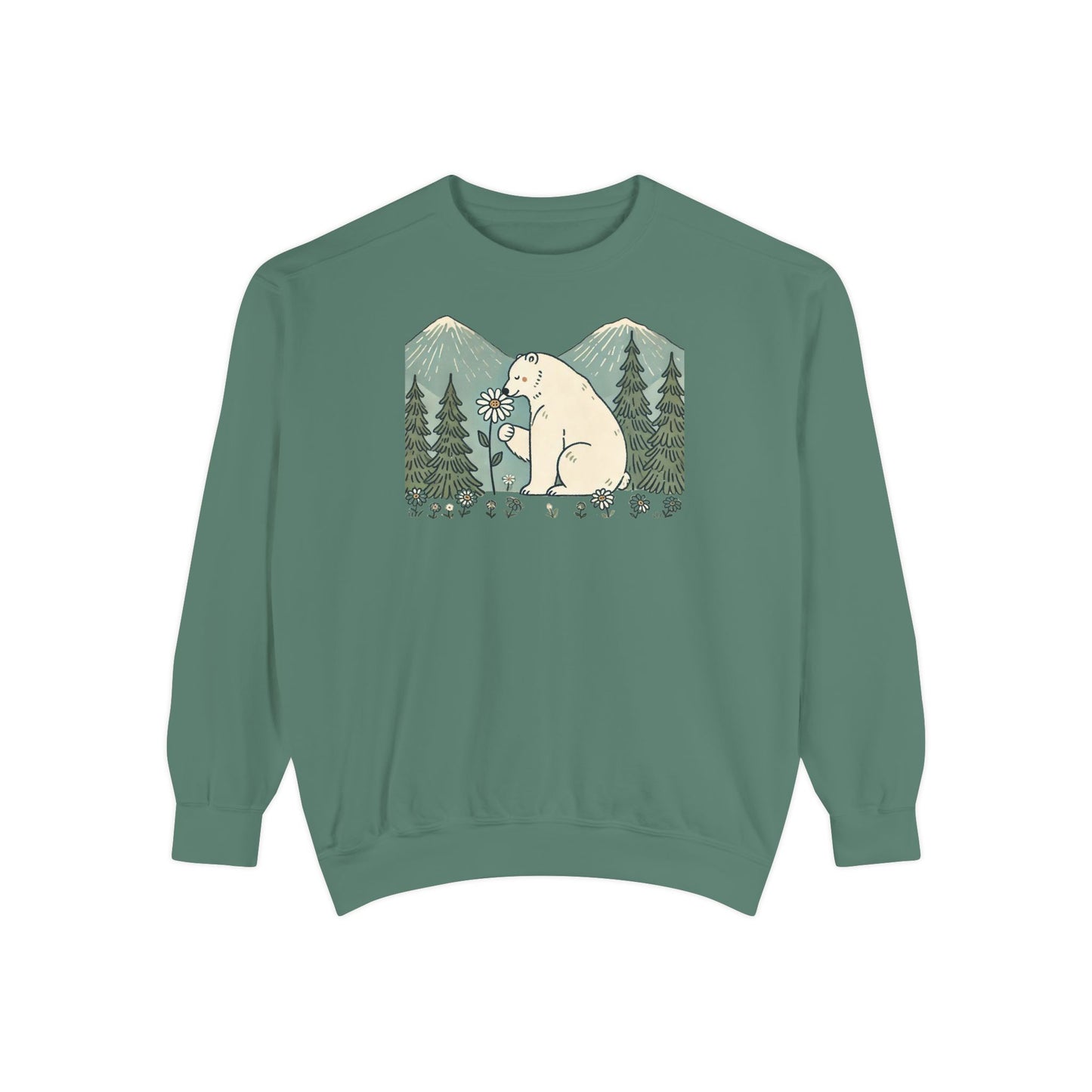 Wildflower Polar Bear Comfort Colors Sweatshirt