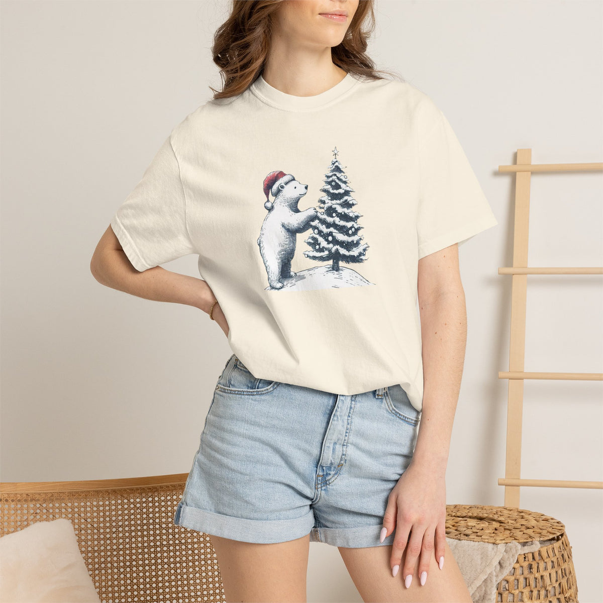 Polar Bear Christmas T-Shirt | Christmas Tree Comfort Colors Tee