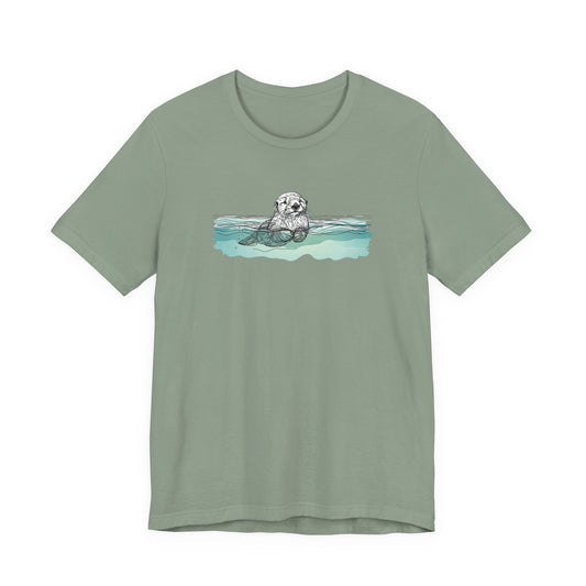 Floating Sea Otter Tee, Peaceful Ocean Graphic Shirt