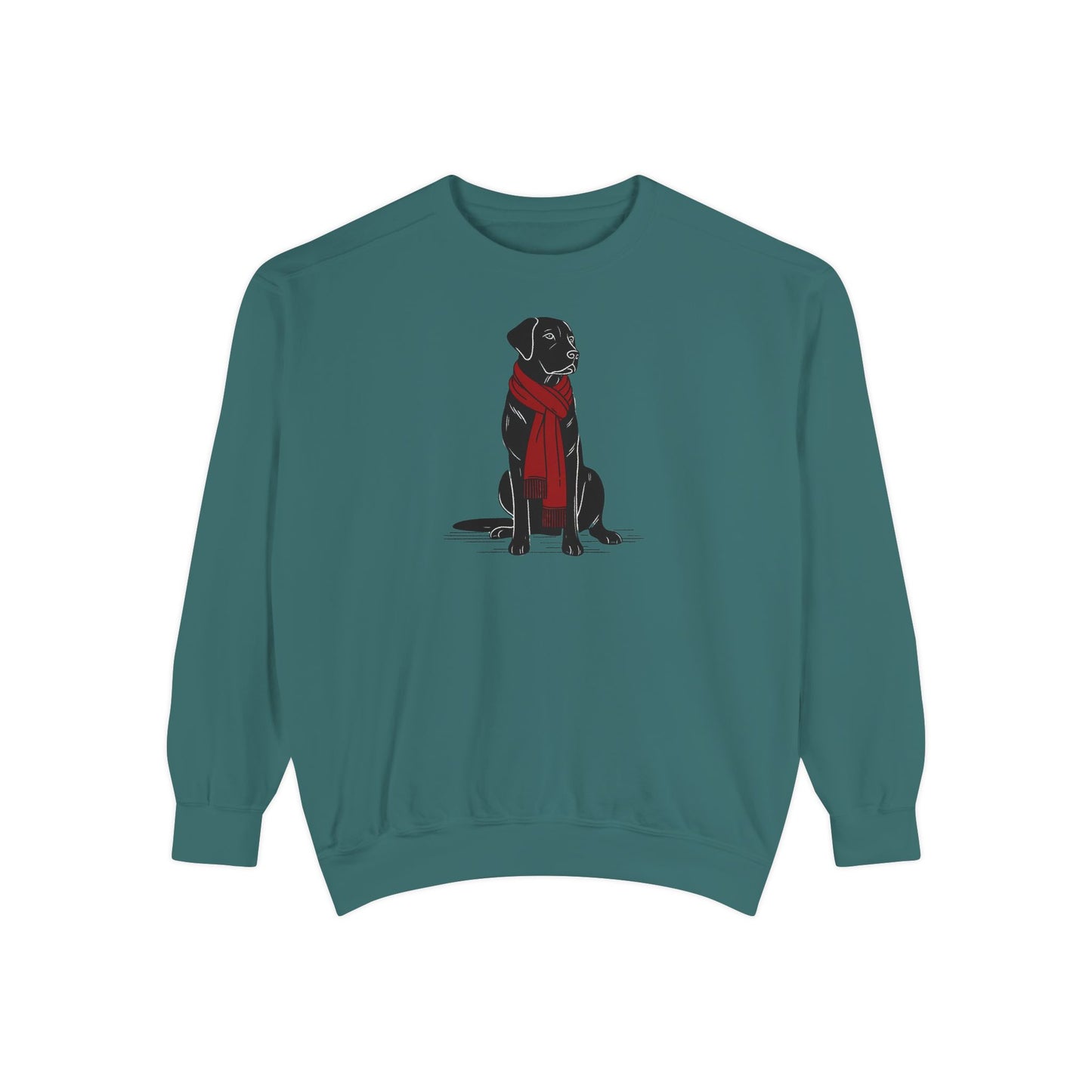 Black Lab Red Scarf Sweatshirt
