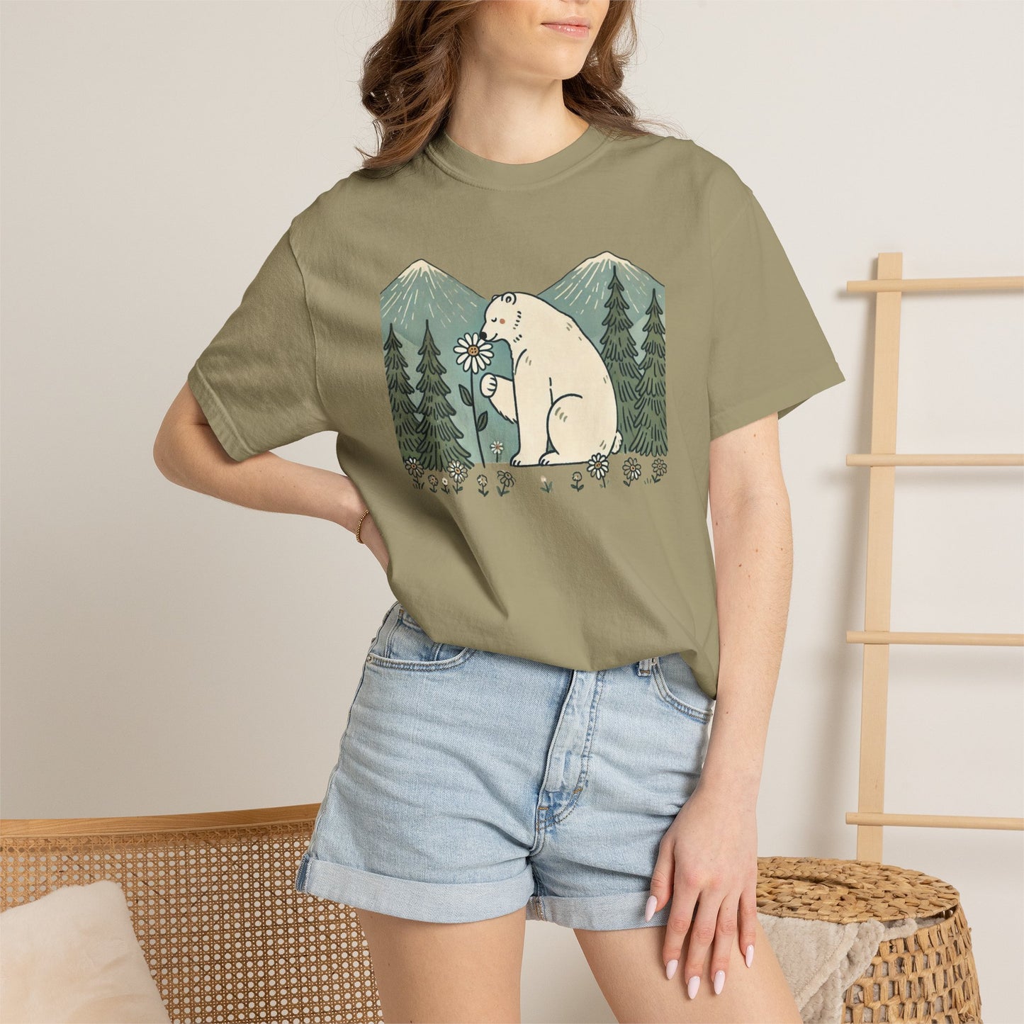 Woodland Polar Bear Comfort Colors Tee
