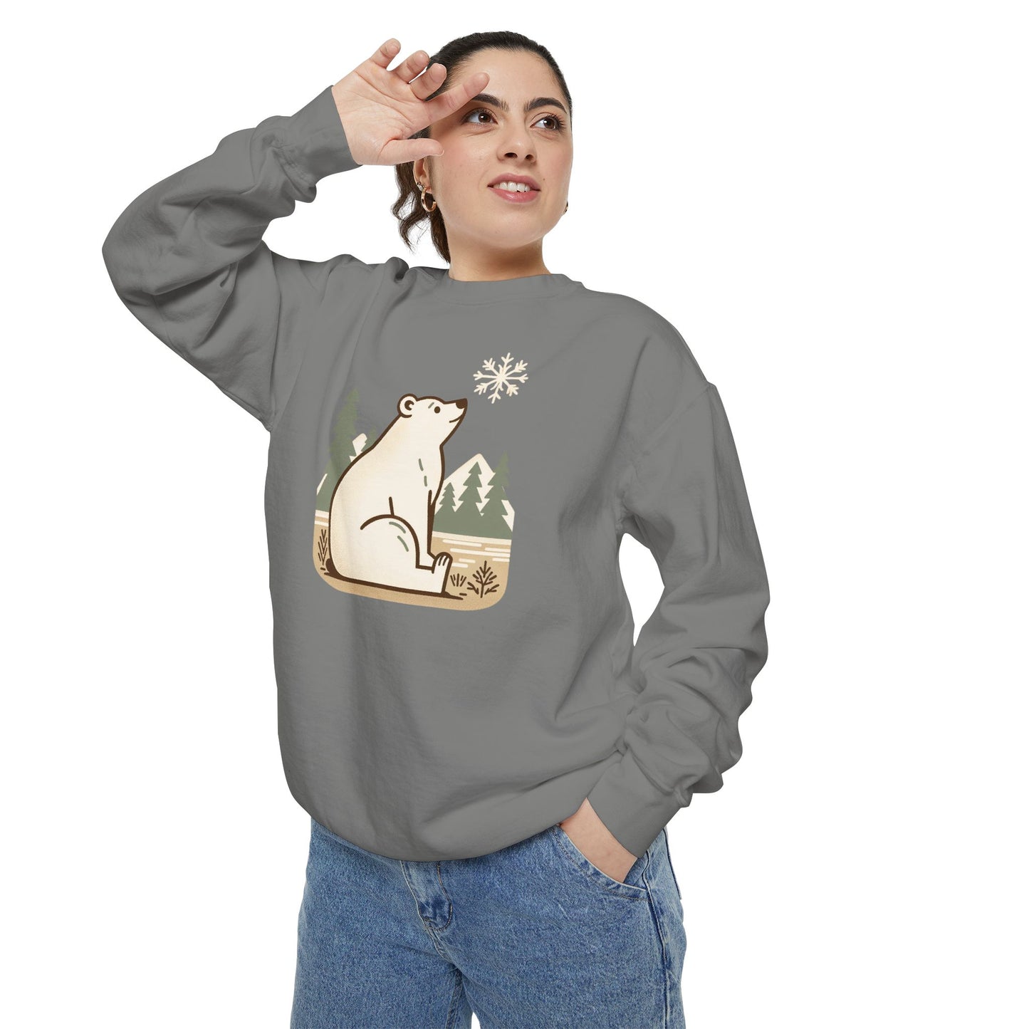 Polar Bear Snowflake Comfort Colors Sweatshirt