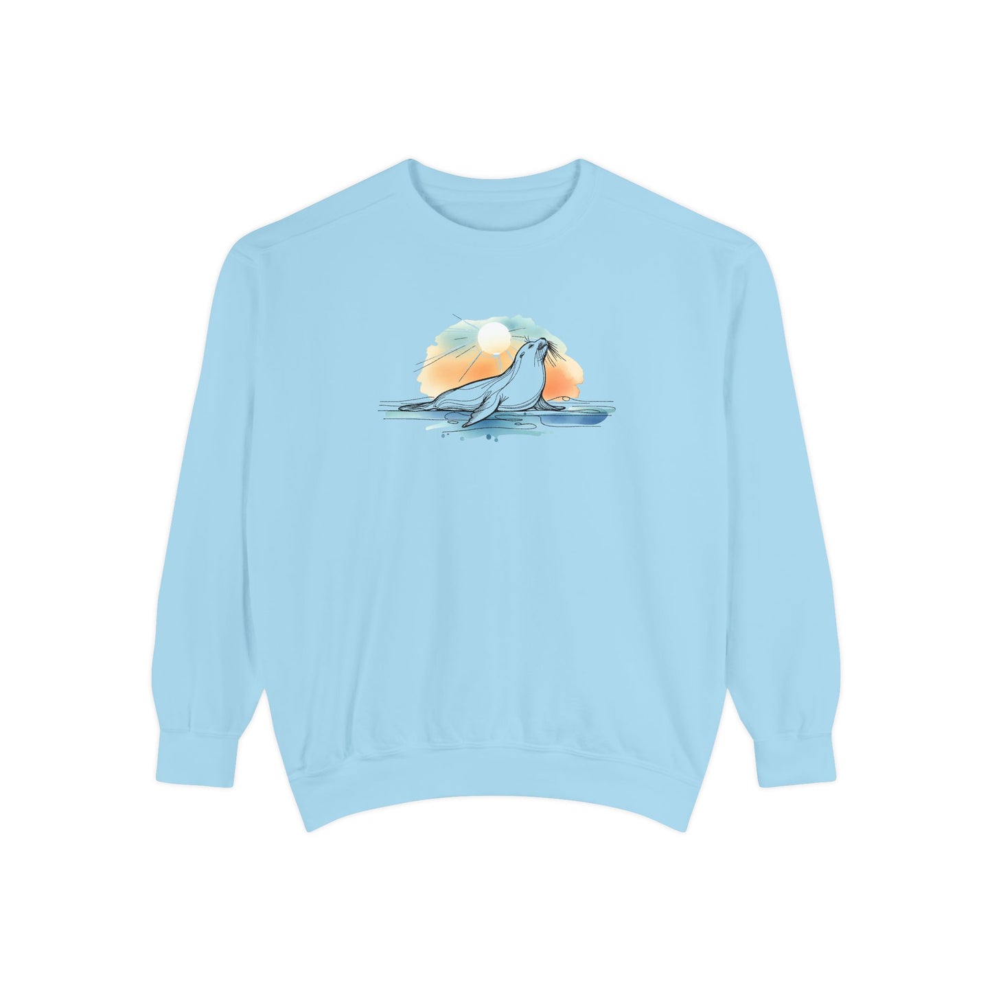 The Sunrise Seeker Watercolor Sea Lion Sweatshirt | Shoreline  Den