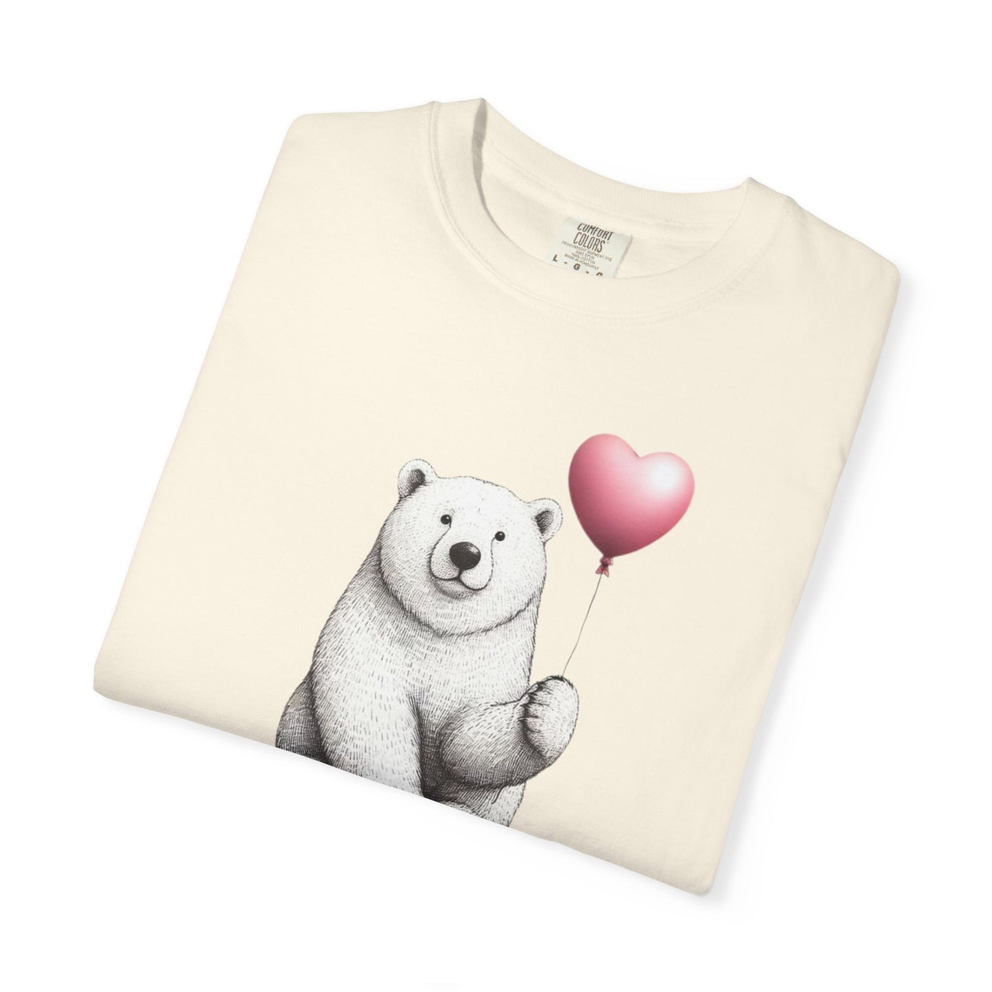 Sketch Polar Bear Heart Balloon Comfort Colors Tee