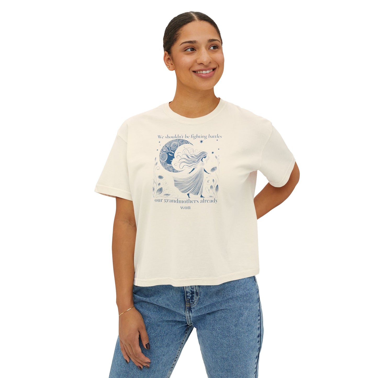We Shouldn't  Be Fighting Battles Tee – Feminist Moon Graphic T-Shirt