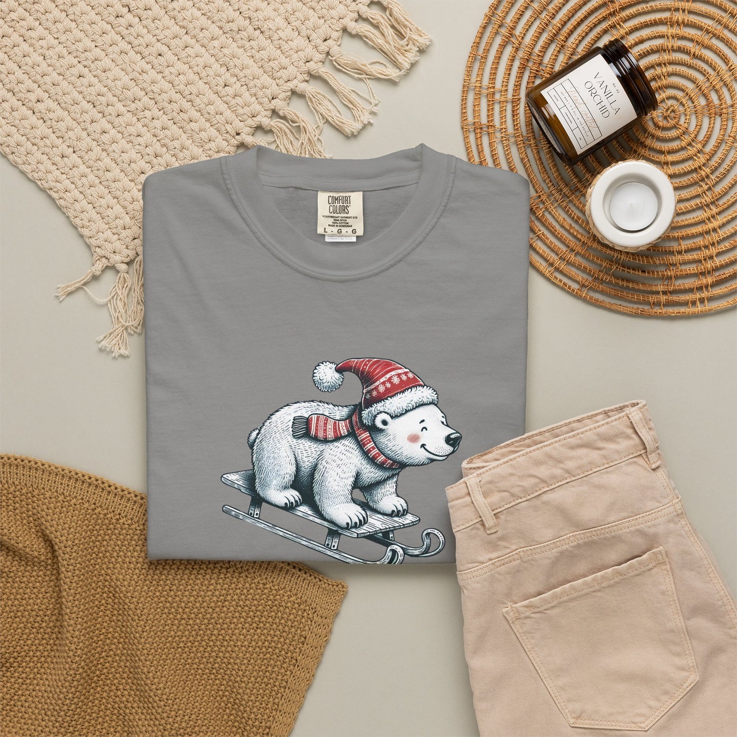 Let It Snow Polar Bear Comfort Colors Tee