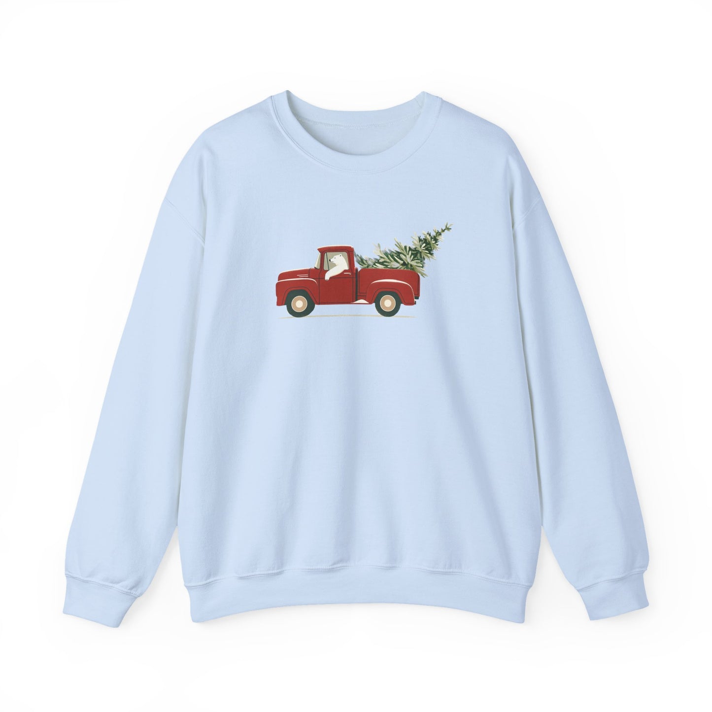 Polar Bear Christmas Truck, Cozy Red Vintage Truck Design Sweatshirt