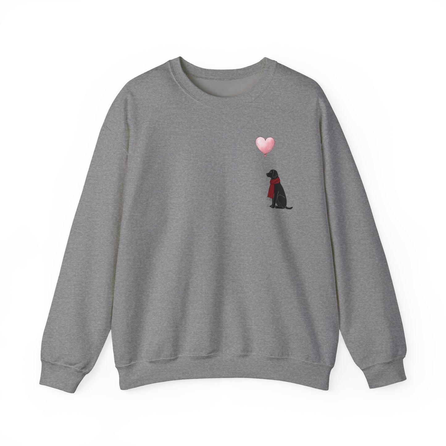Black Labrador with Heart Balloon Sweatshirt