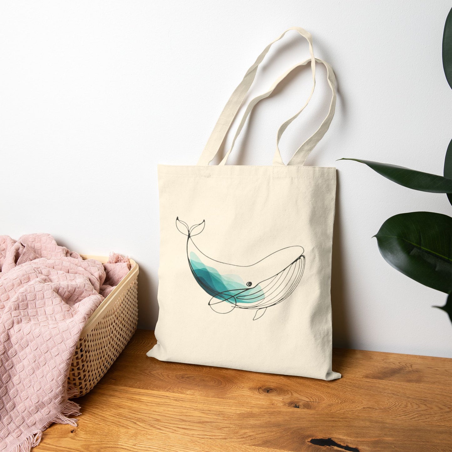 Minimalist Whale Tote Bag