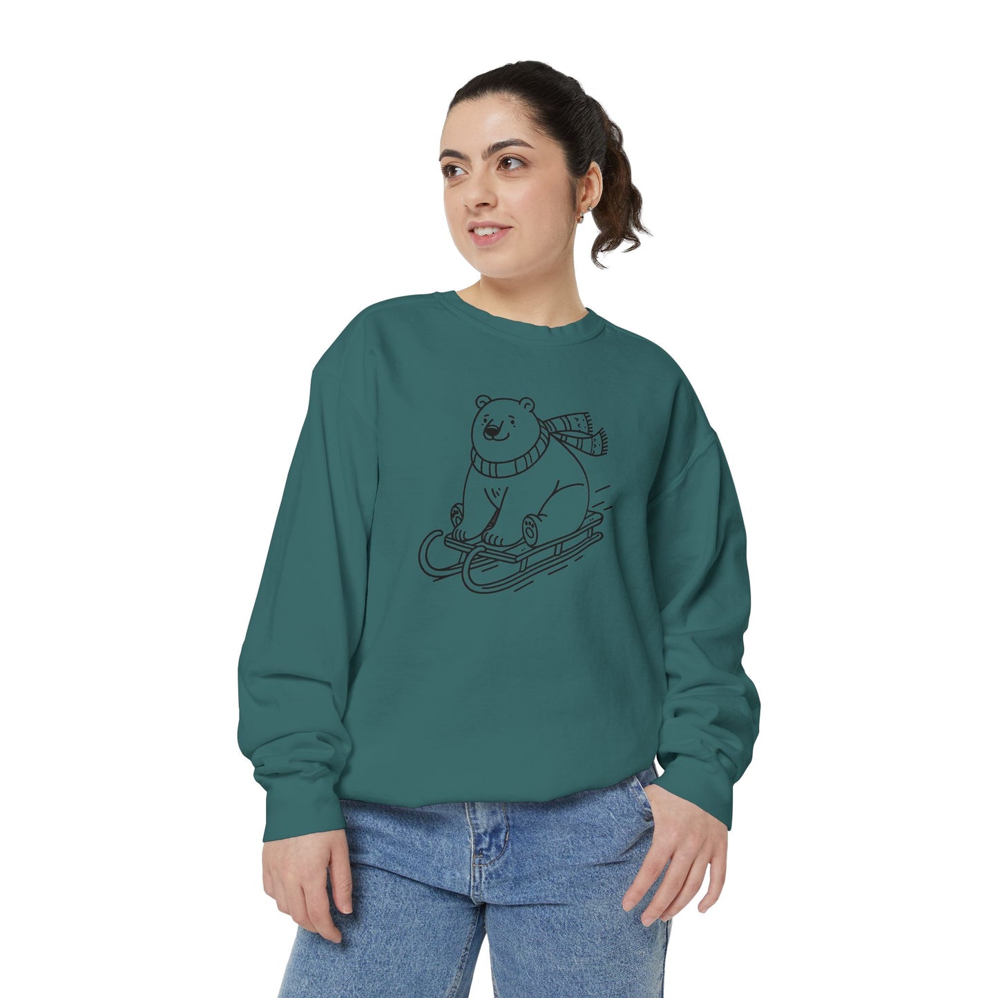 Polar Bear Sledding Comfort Colors Sweatshirt