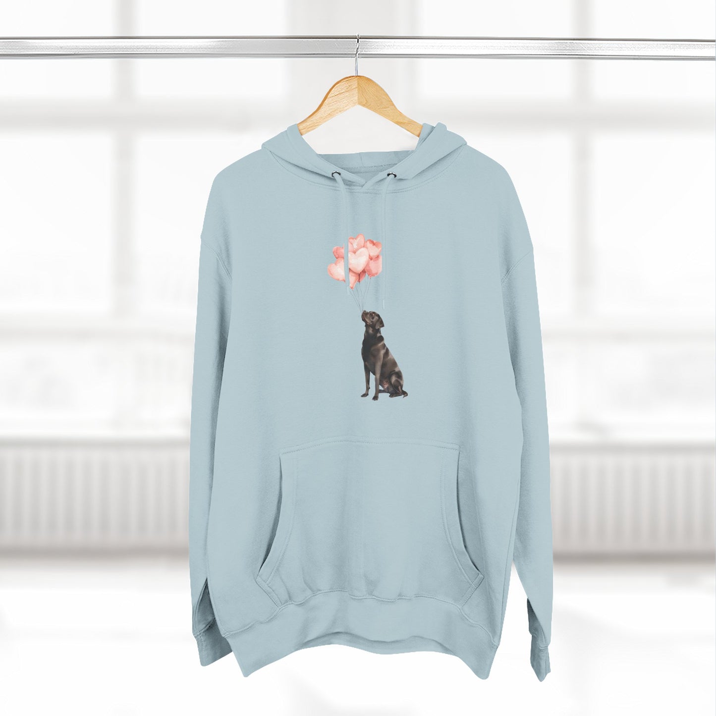 Black Labrador with Heart Balloons Hoodie