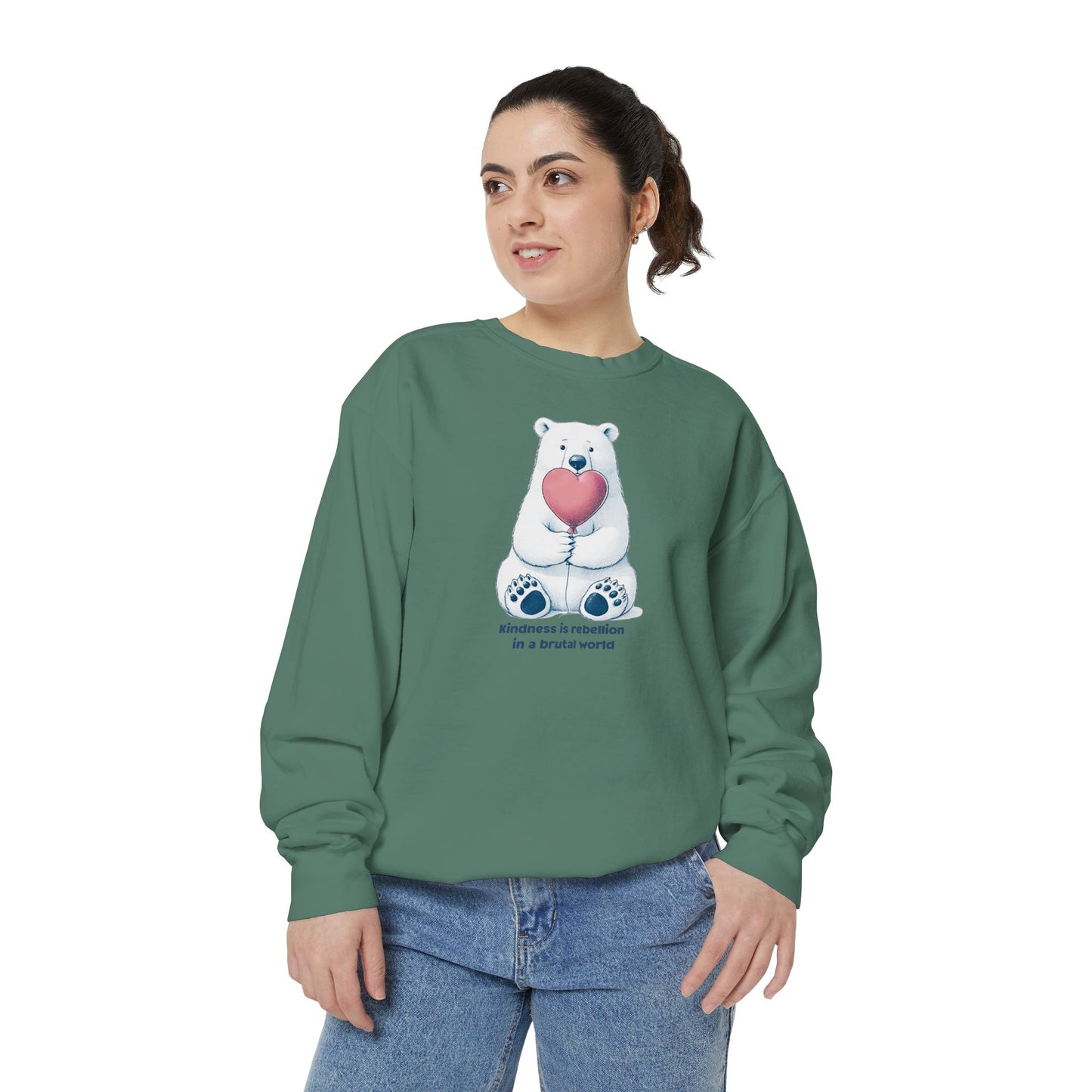 Comfort Colors Polar Bear Kindness Sweatshirt Tags