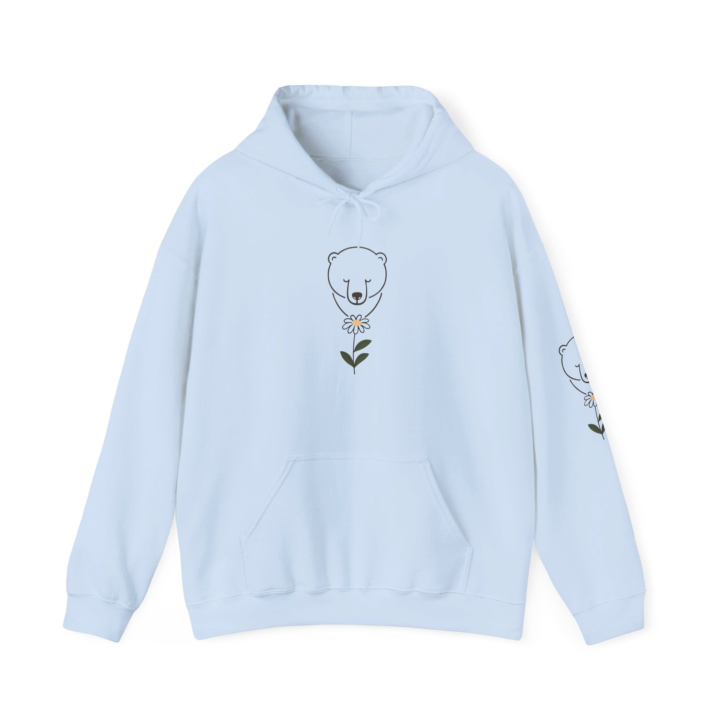 Polar Bear Wildflower Hoodie | Minimalist Nature Graphic
