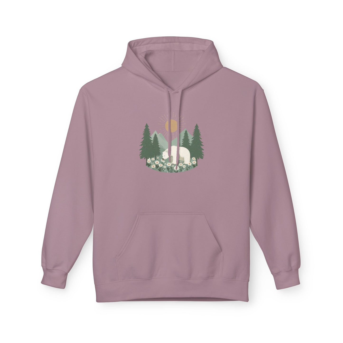 Kind Earth Polar Bear Hoodie, Nature Graphic Midweight Sweatshirt