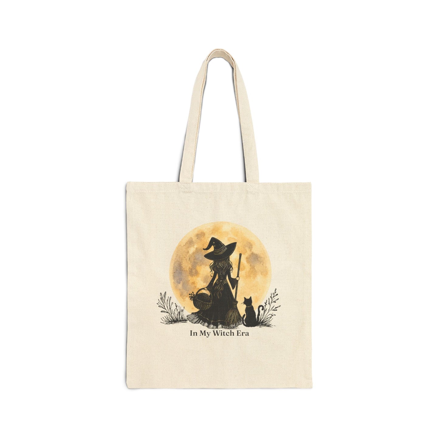 In My Witch Era Double-Sided Canvas Tote Bag | Witch Moon Book Tote | Cottagecore Market Bag