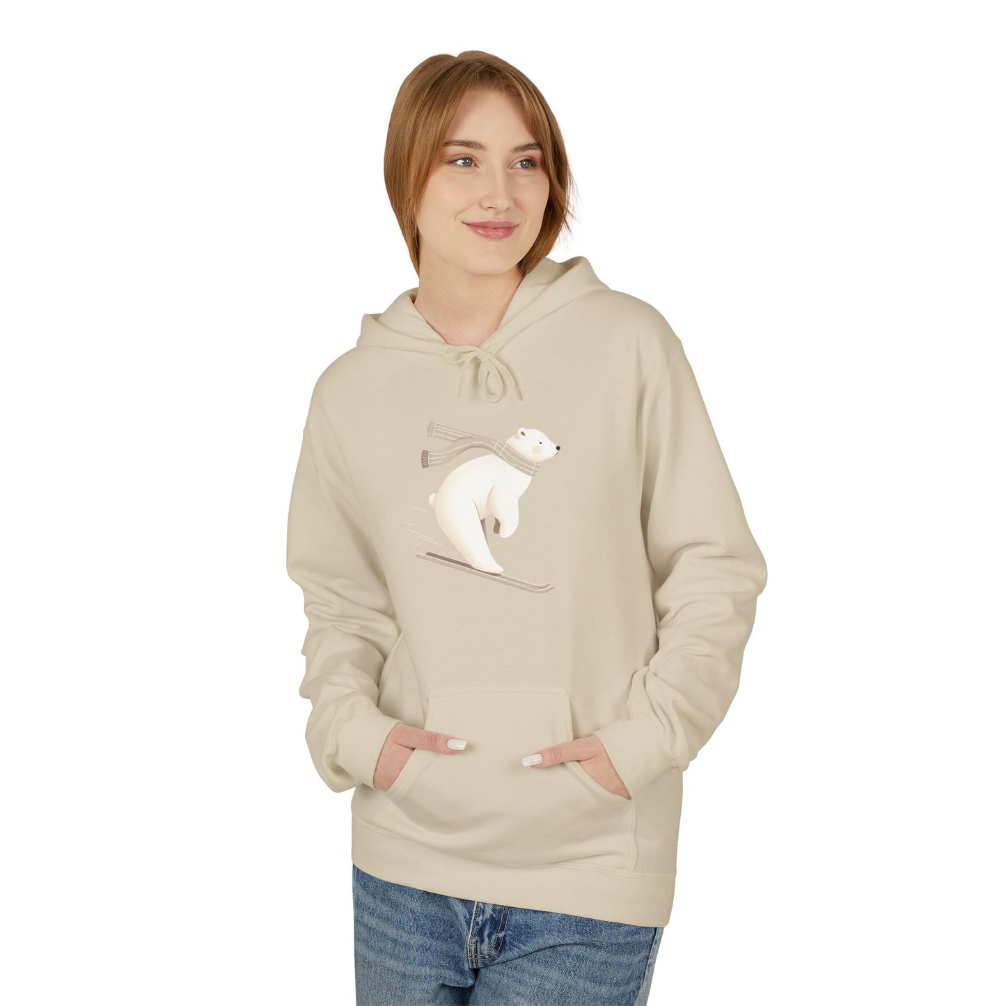 Skiing Polar Bear Winter Hoodie