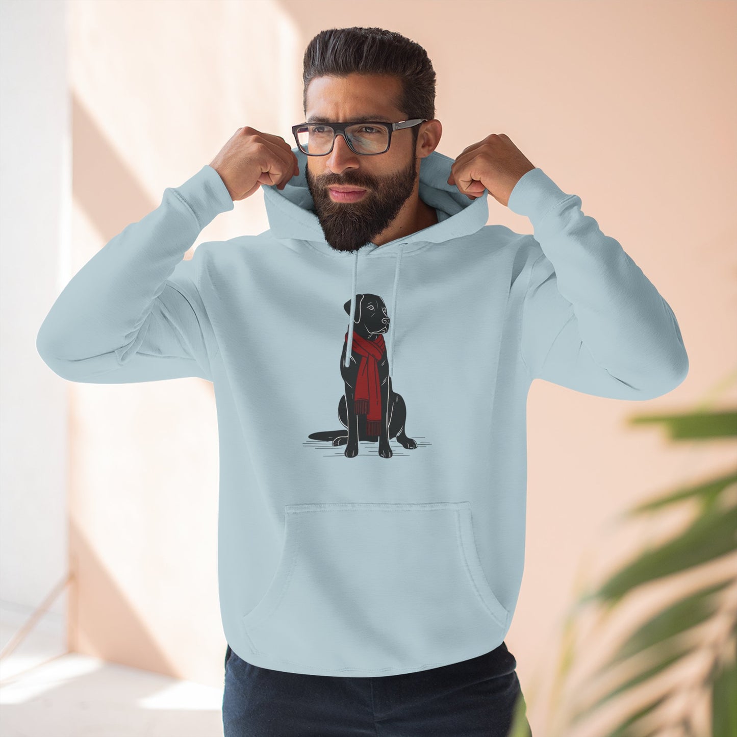 Black Lab Red Scarf Hoodie