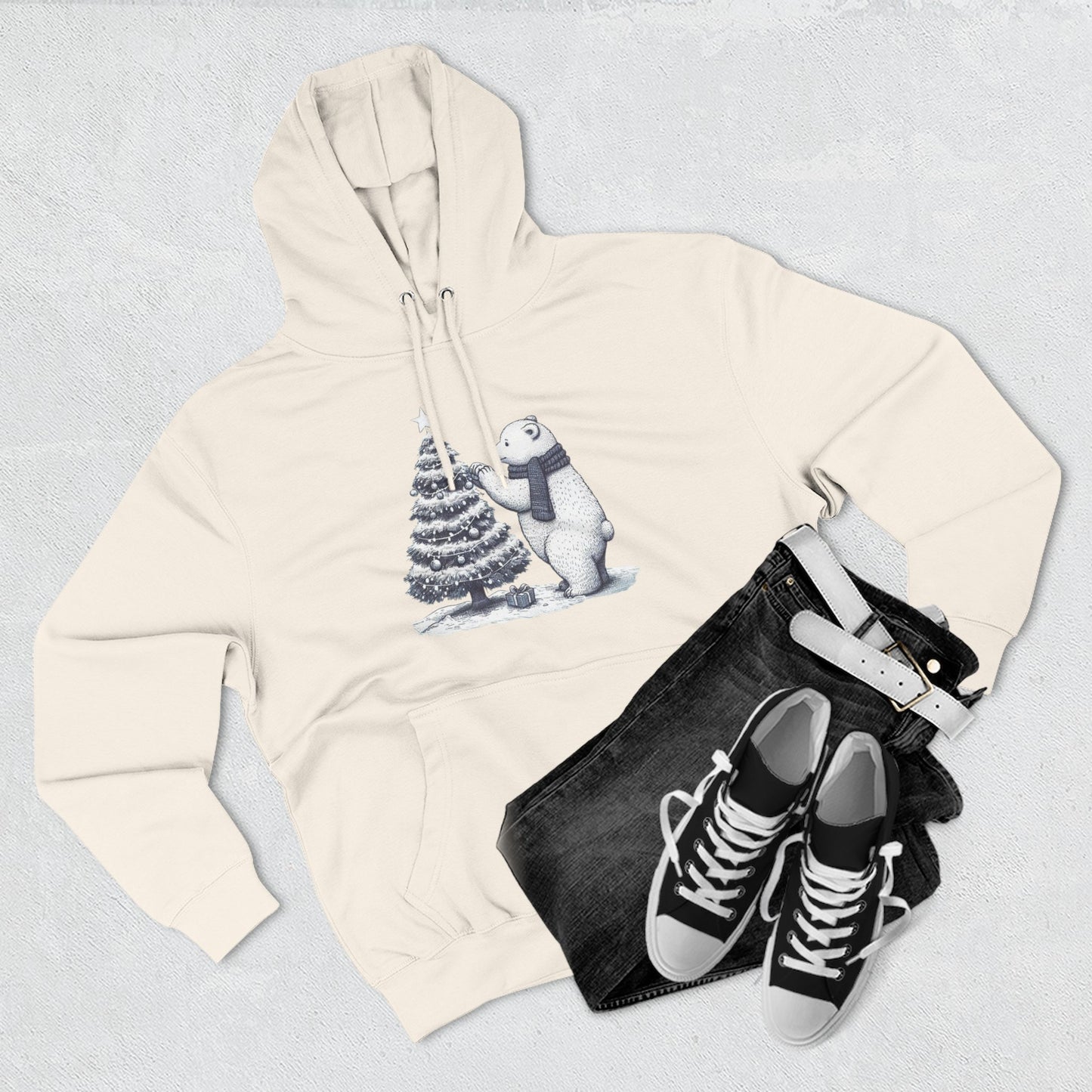 Vintage Polar Bear Christmas Tree Hoodie