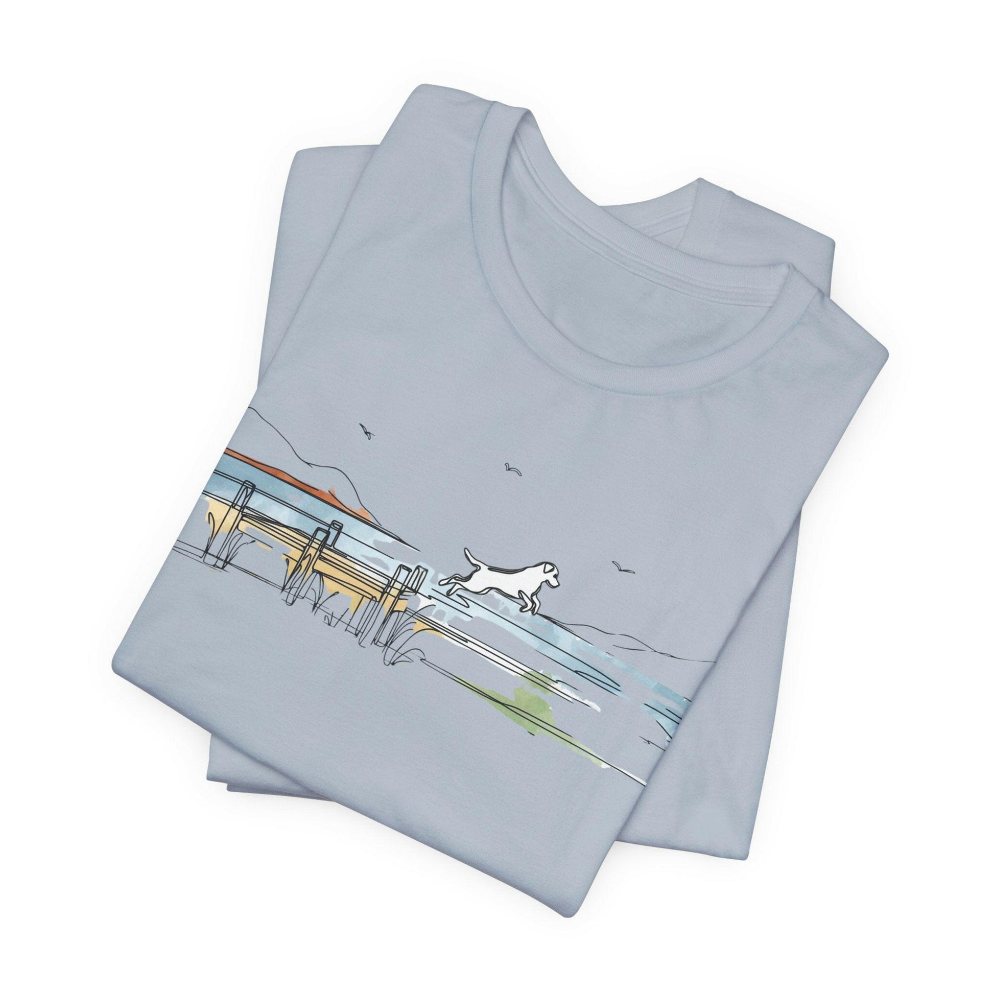 Dog Jumping into Lake Graphic Unisex Tee - Stompy Paws