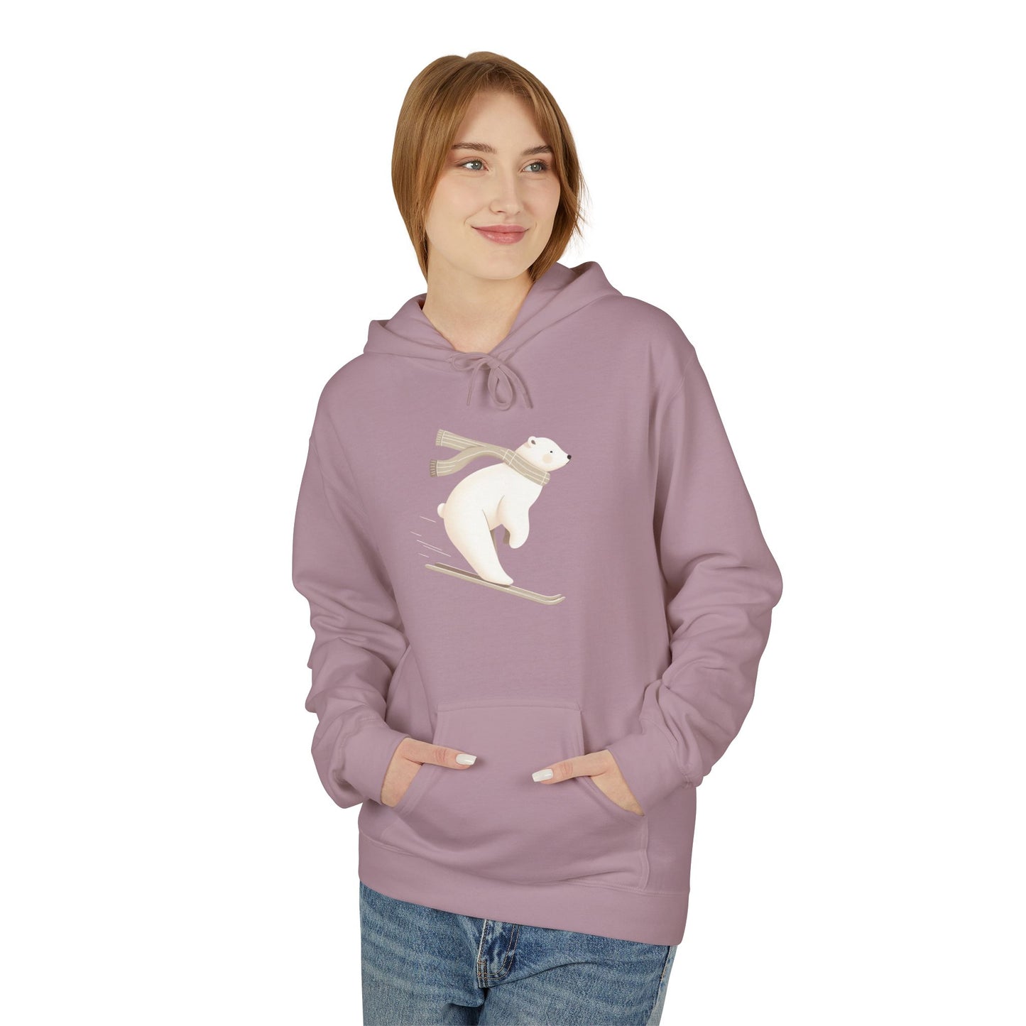 Skiing Polar Bear Winter Hoodie