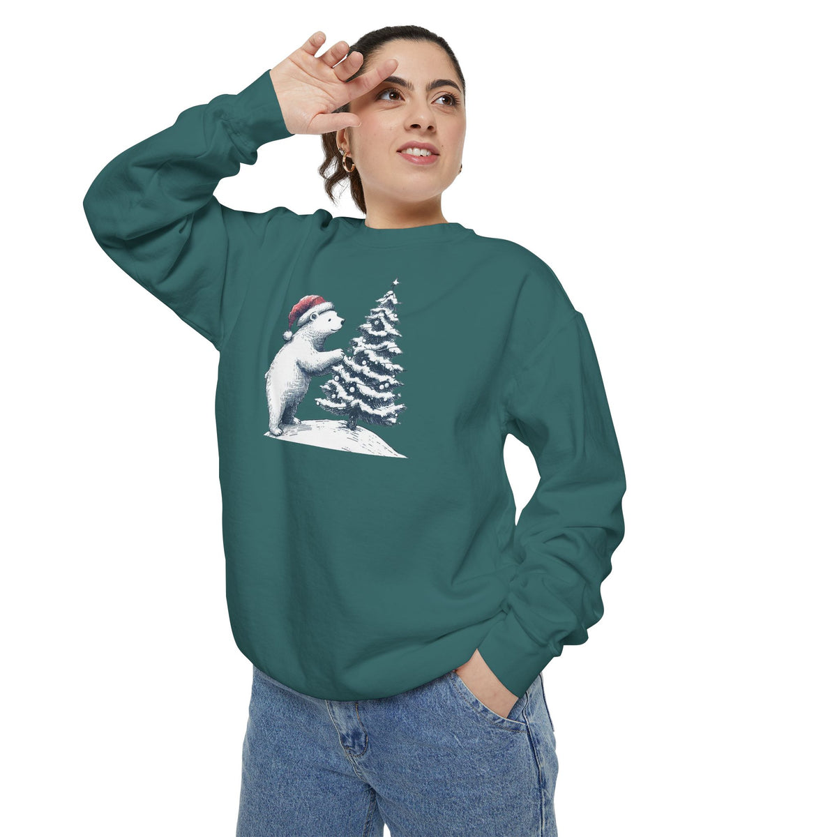 Comfort Colors Polar Bear Christmas Tree Sweatshirt