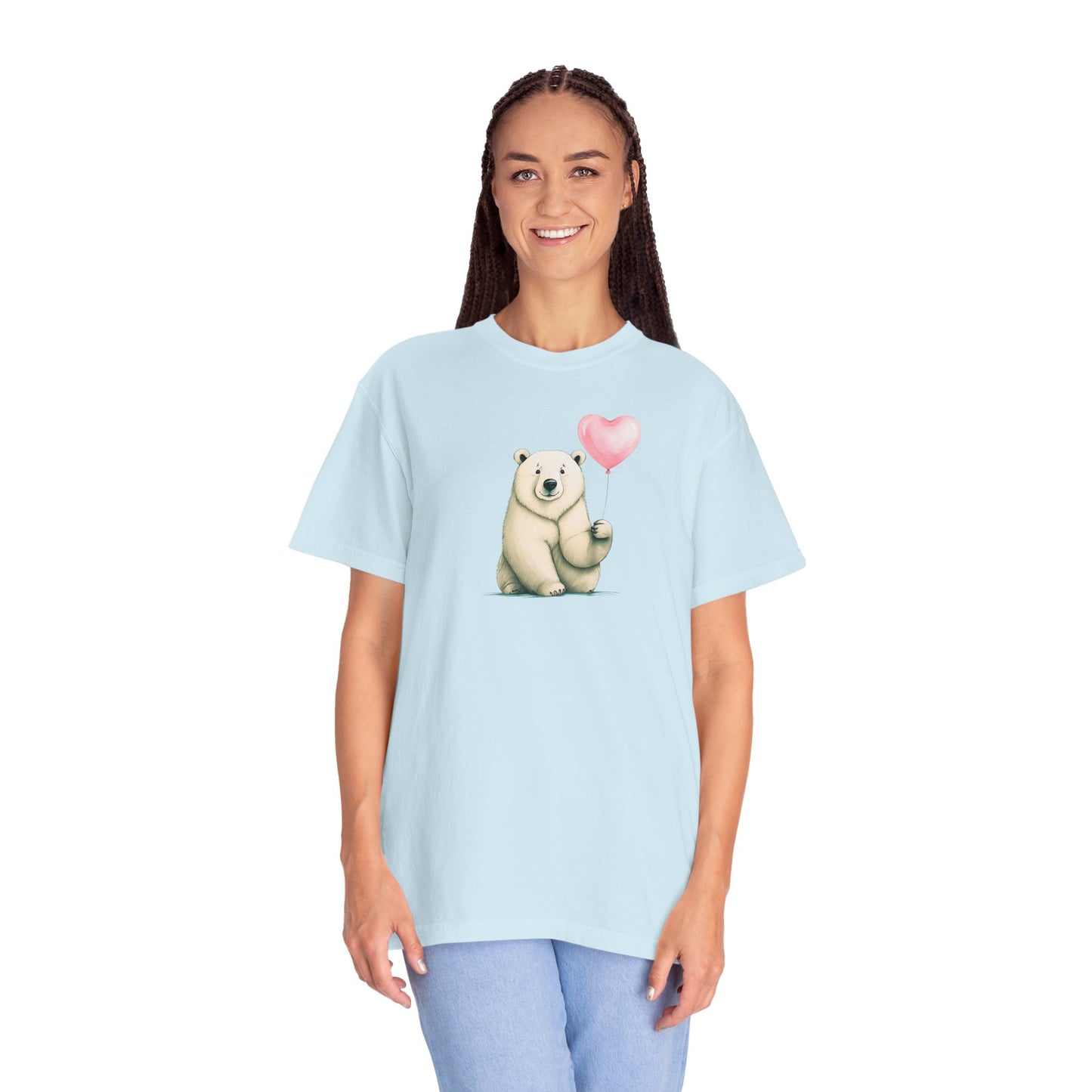 Sweetheart Polar Bear & Heart Balloon Tee | Comfort Colors® Heritage Graphic Shirt