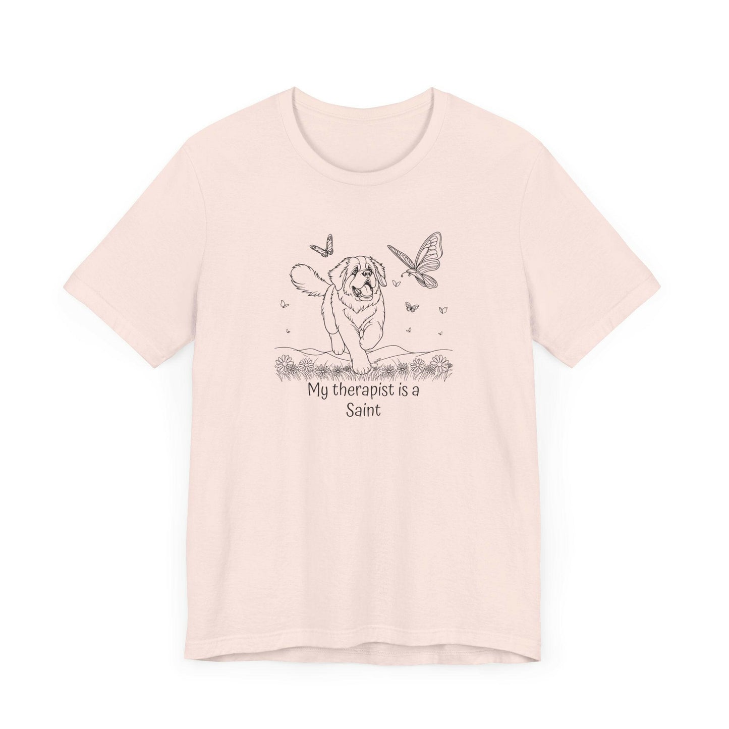 Cute Saint Bernard Dog Therapy T-Shirt - "My therapist is a Saint"