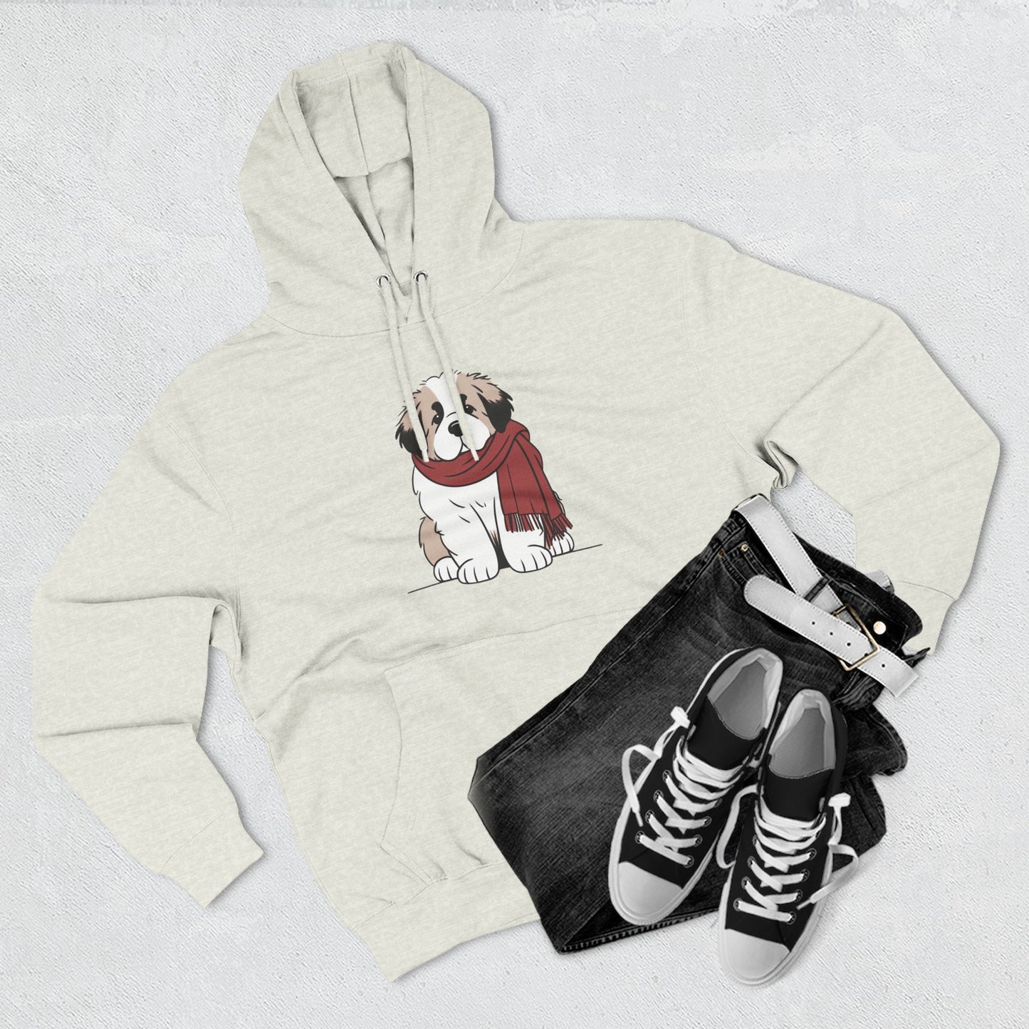 Winter Saint Bernard Winter Scarf Hoodie