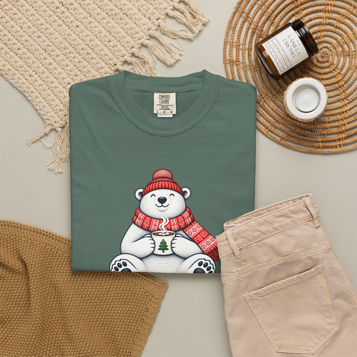 Cozy Cocoa Polar Bear Comfort Colors Tee