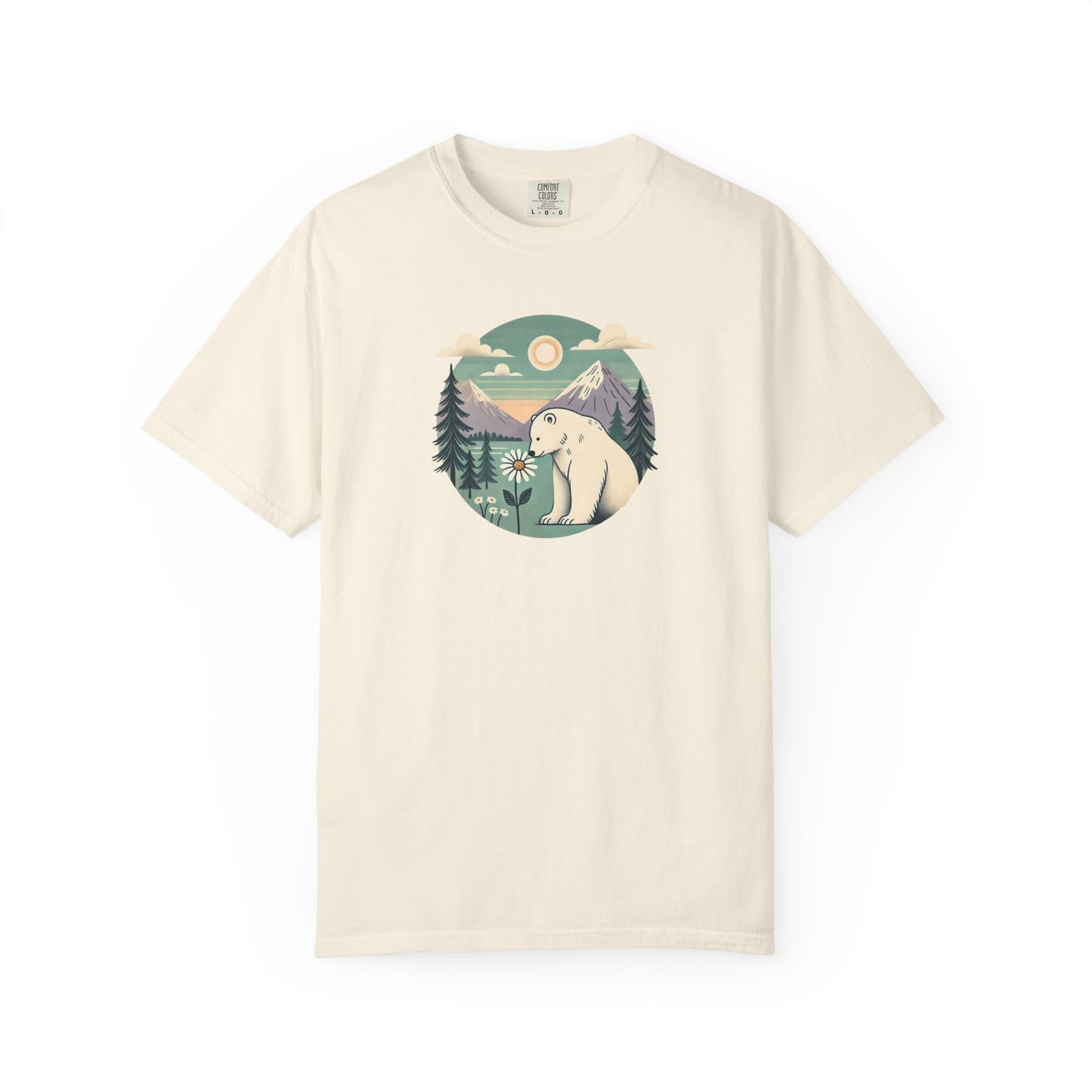 Polar Bear Daisy Mountain Comfort Colors Tee