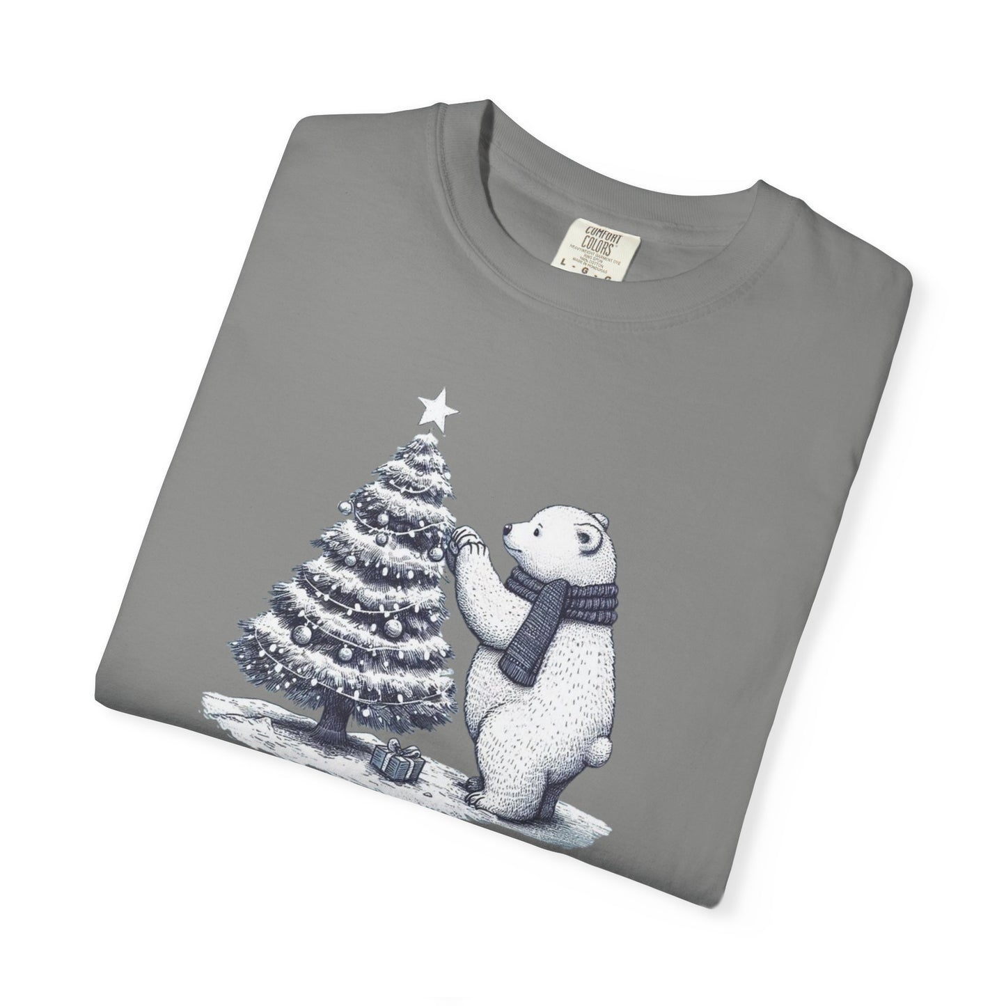 Vintage Polar Bear Christmas Tree Comfort Colors Tee
