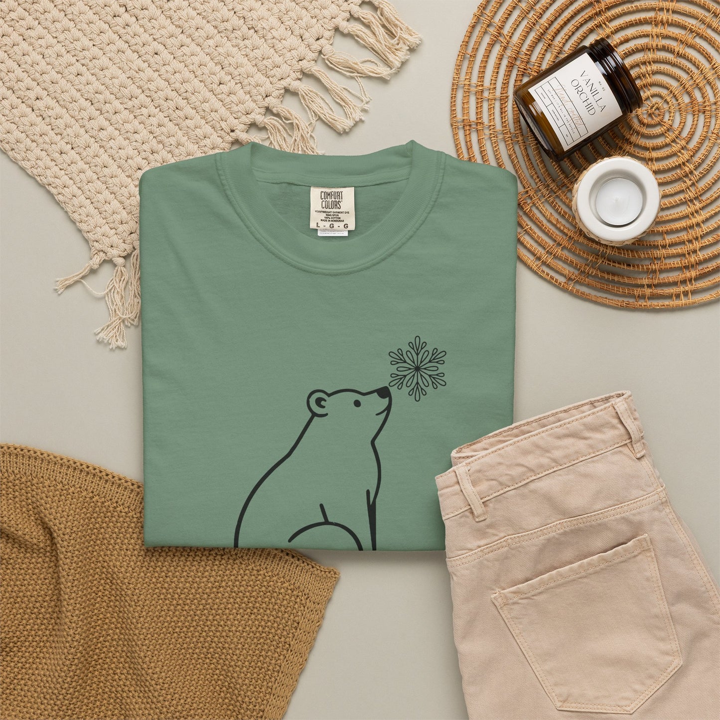 Comfort Colors Polar Bear Snowflake Tee
