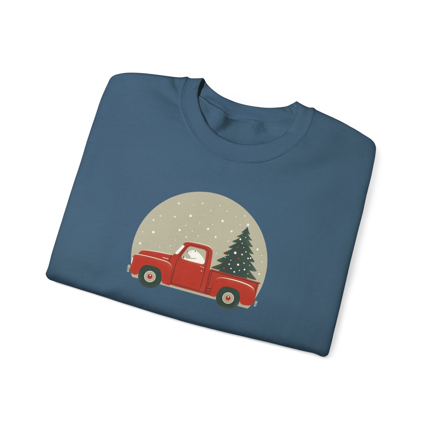 Snow Globe Delivery, Polar Bear Christmas Truck Design Crewneck