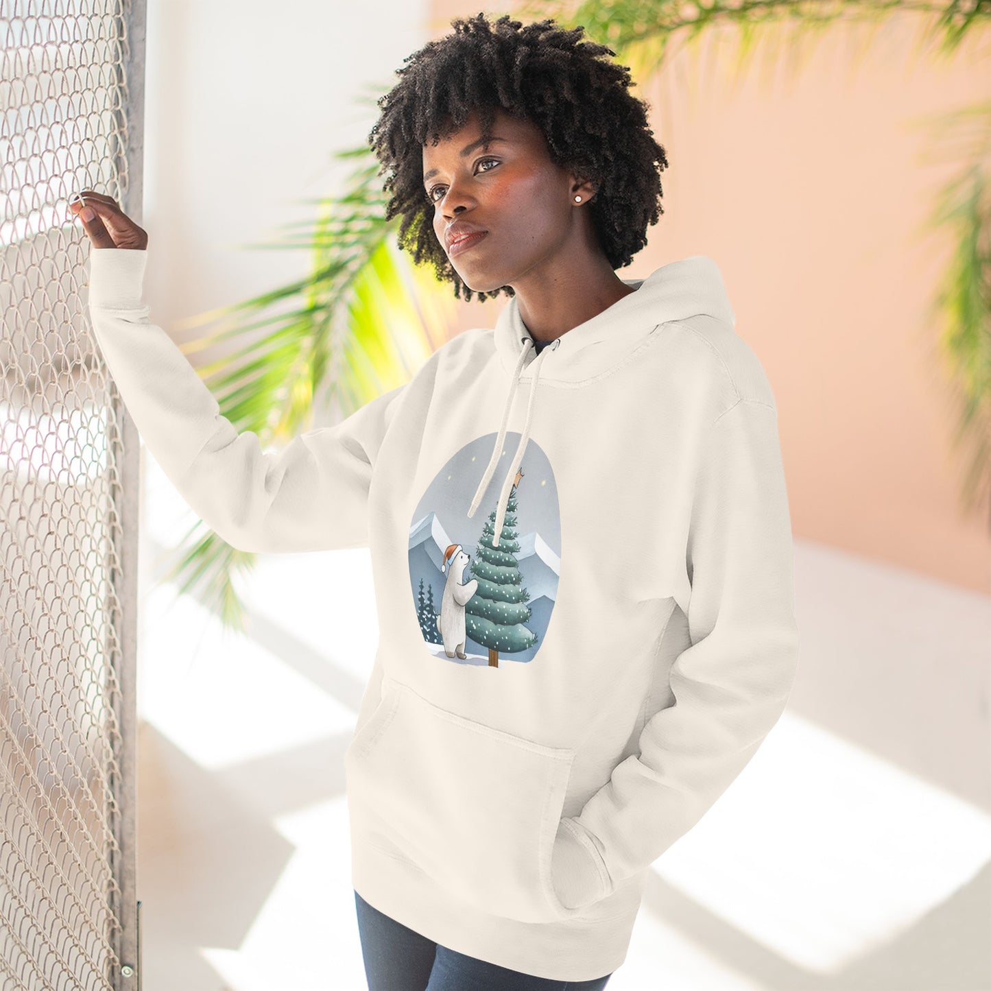 Cozy Polar Bear Christmas Tree Hoodie