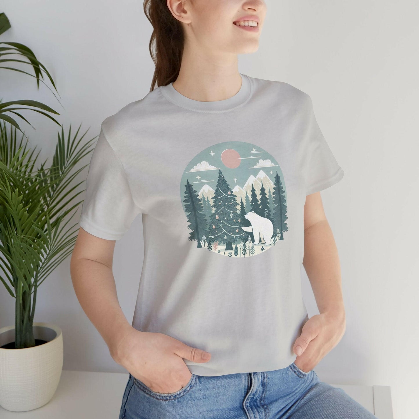 Polar Bear Decorating Christmas Tree Tee - Stompy Paws