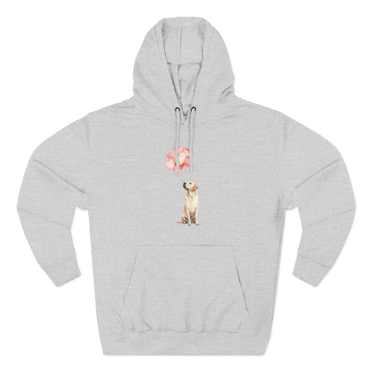 Yellow Labrador with Heart Balloons Hoodie