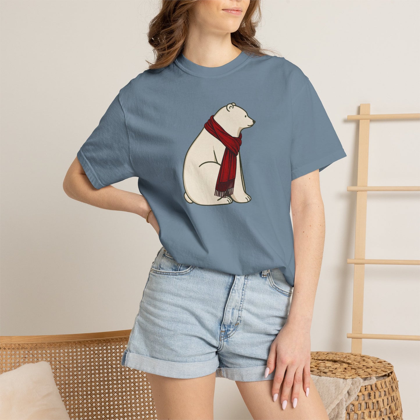 Polar Bear Scarf Comfort Colors® T-Shirt | Cozy Winter Graphic Tee