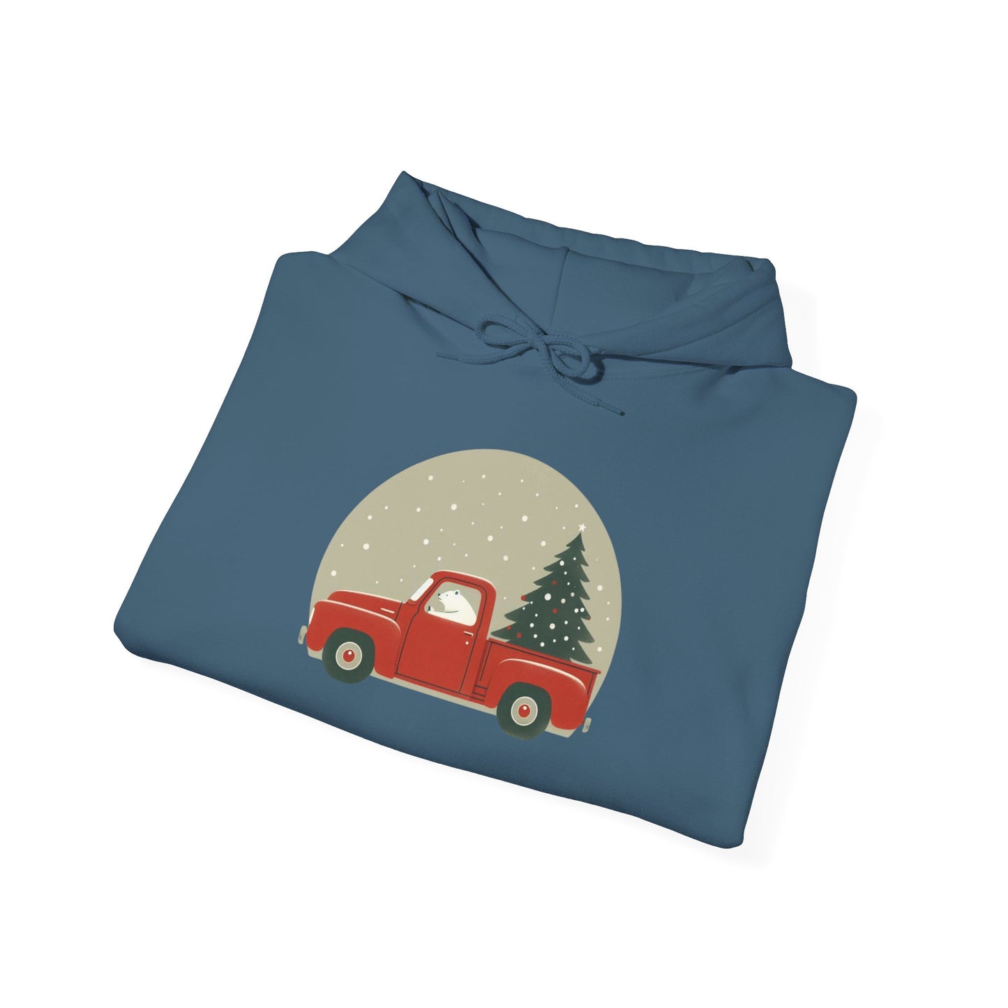 Snow Globe Delivery, Polar Bear Christmas Truck Design Heavyweight Hoodie